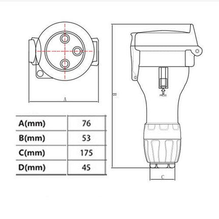 32 Amp 5m 3 Pin Extension Lead Single Phase 250V Rubber Cable Male/Female Plug.