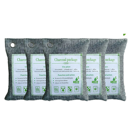 5PCS Air Purifying Bags Activated Bamboo Charcoal Freshener for Car Home Shoes 200g.