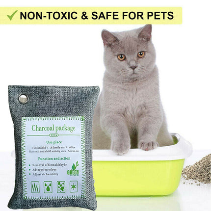 5PCS Air Purifying Bags Activated Bamboo Charcoal Freshener for Car Home Shoes 200g.