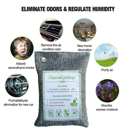 20PCS Air Purifying Bags Activated Bamboo Charcoal Freshener for Car Home Shoes 200g.