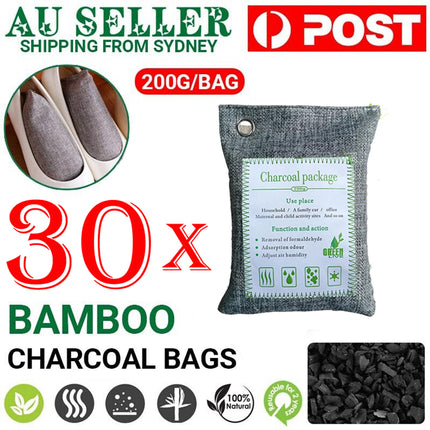 30PCS Air Purifying Bags Activated Bamboo Charcoal Freshener for Car Home Shoes 200g.