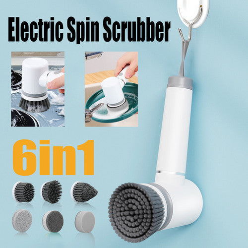 6in1 Electric Spin Scrubber Cordless Rechargeable Cleaning Brush with 6 Head Kit.