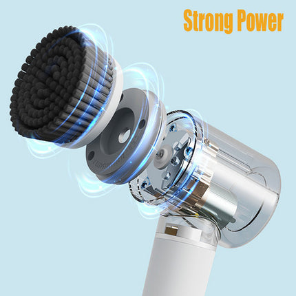 6in1 Electric Spin Scrubber Cordless Rechargeable Cleaning Brush with 6 Head Kit.