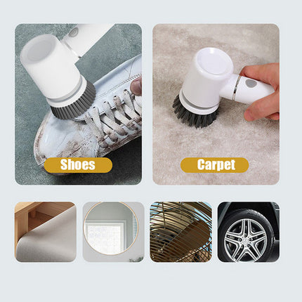 6in1 Electric Spin Scrubber Cordless Rechargeable Cleaning Brush with 6 Head Kit.