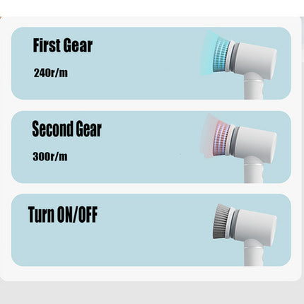 6in1 Electric Spin Scrubber Cordless Rechargeable Cleaning Brush with 6 Head Kit.