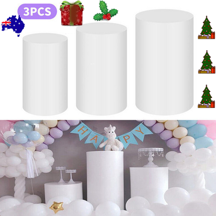 3pcs Metal Round Plinth Cylinder Pedestal Stand Wedding Decoration Cake Flower.