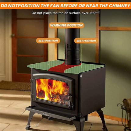 12 Blade Fan Heat Self-Powered Wood Stove Top Burner Fireplace Silent Eco Heater.