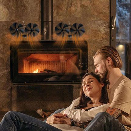 12 Blade Fan Heat Self-Powered Wood Stove Top Burner Fireplace Silent Eco Heater.