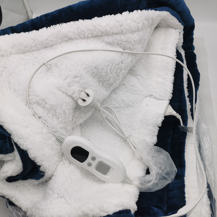 Double-side Flannel Heated Electric Throw Blanket Fast Heating Warm Washable Blue.