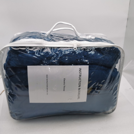 Double-side Flannel Heated Electric Throw Blanket Fast Heating Warm Washable Blue.