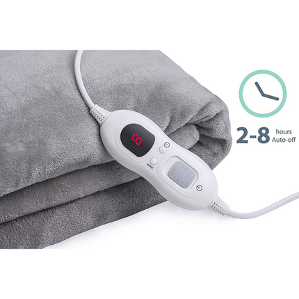 Double-side Flannel Heated Electric Throw Blanket Fast Heating Warm Washable gray.