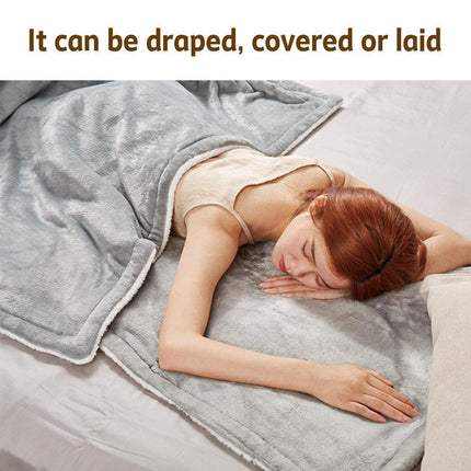 Double-side Flannel Heated Electric Throw Blanket Fast Heating Warm Washable gray.
