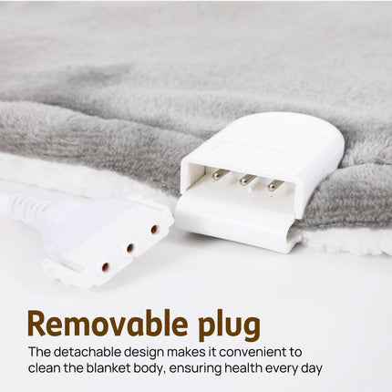 Double-side Flannel Heated Electric Throw Blanket Fast Heating Warm Washable gray.