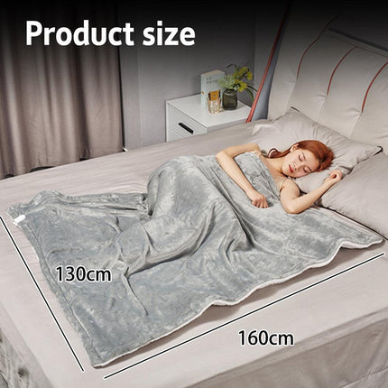 Double-side Flannel Heated Electric Throw Blanket Fast Heating Warm Washable gray.