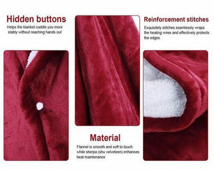 Double-side Flannel Heated Electric Throw Blanket Fast Heating Warm Washable red.