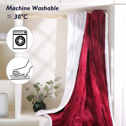 Double-side Flannel Heated Electric Throw Blanket Fast Heating Warm Washable red.