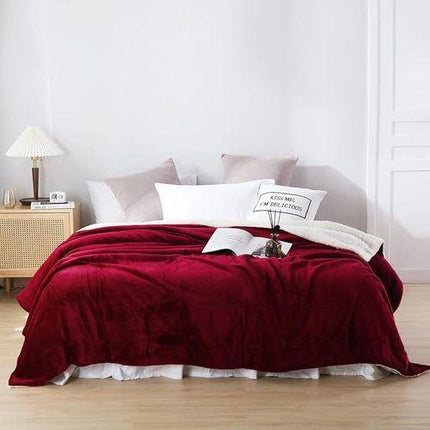 Double-side Flannel Heated Electric Throw Blanket Fast Heating Warm Washable red.