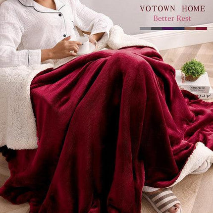 Double-side Flannel Heated Electric Throw Blanket Fast Heating Warm Washable red.