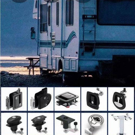 2PCS Black Central Locking T Handle Whale Tail Lock Folding Trailer Ute Canopy.