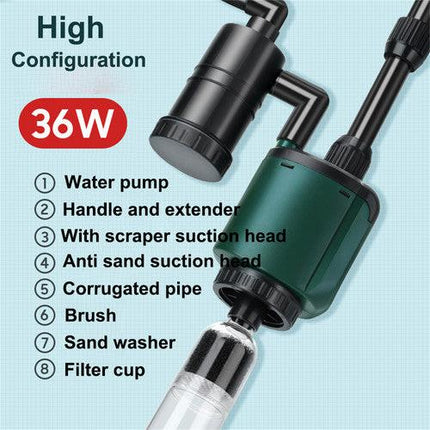 36W aquarium sand washer with plug adapter & 15W 66LED RGBW aluminum shell bracket light 40CM/28-key control.