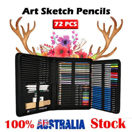 72pcs Professional Drawing Artist Kit Set Pencils and Sketch Charcoal Art Tools.