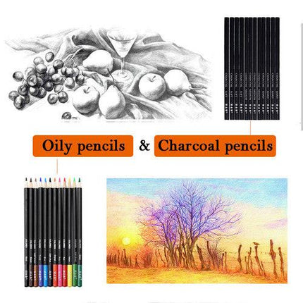 72pcs Professional Drawing Artist Kit Set Pencils and Sketch Charcoal Art Tools.