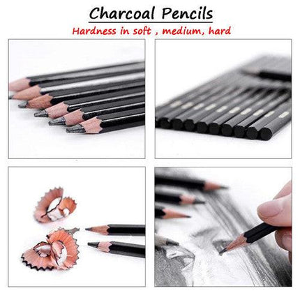 72pcs Professional Drawing Artist Kit Set Pencils and Sketch Charcoal Art Tools.