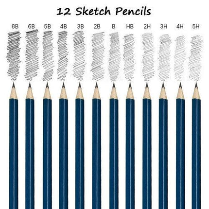 72pcs Professional Drawing Artist Kit Set Pencils and Sketch Charcoal Art Tools.
