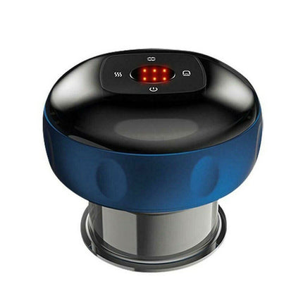 12 levels Electric Cupping Therapy Smart Scraping Massager Red Light Heating Body Slimming Blue.