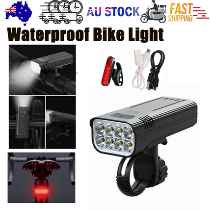 Waterproof Bike Light Set with Digital Battery Display Aluminum Alloy 360° Mount.