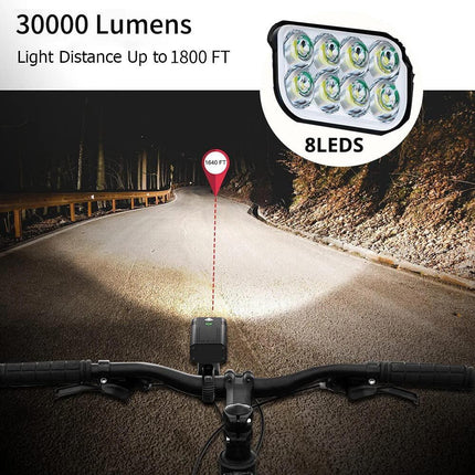 Waterproof Bike Light Set with Digital Battery Display Aluminum Alloy 360° Mount.