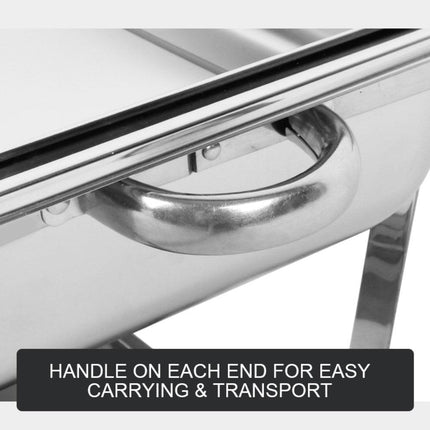 9L Chafing Dish Set Buffet Pan Bain Marie Bow Stainless Steel Food Warmer(1*9L).