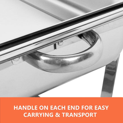 9L Chafing Dish Set Buffet Pan Bain Marie Bow Stainless Steel Food Warmer(3*3L).