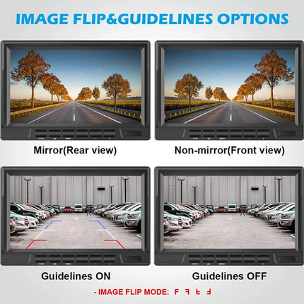 Wireless 4-Channel Split 7" Screen Monitor w/4 Reversing Camera Kit for Truck Trailer Bus.