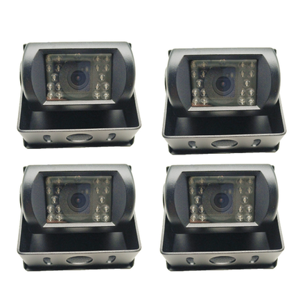 Wireless 4-Channel Split 7" Screen Monitor w/4 Reversing Camera Kit for Truck Trailer Bus.
