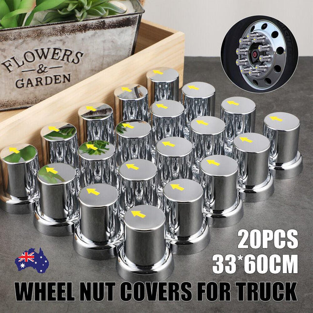 20PCS ABS Wheel Nut Covers Safety Arrow Chrome Caps For Trucks Trailers Bus AU.