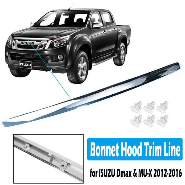 Chrome ABS Car Front Line Bonnet Hood Trim for ISUZU D-Max Dmax MU-X 2012-2016.