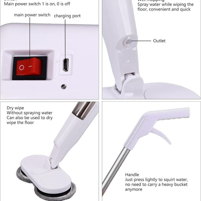 Cordless Electric spin 6Mops Cleaner 5In1 Floor Polisher Sweeper Washer Scrubber.