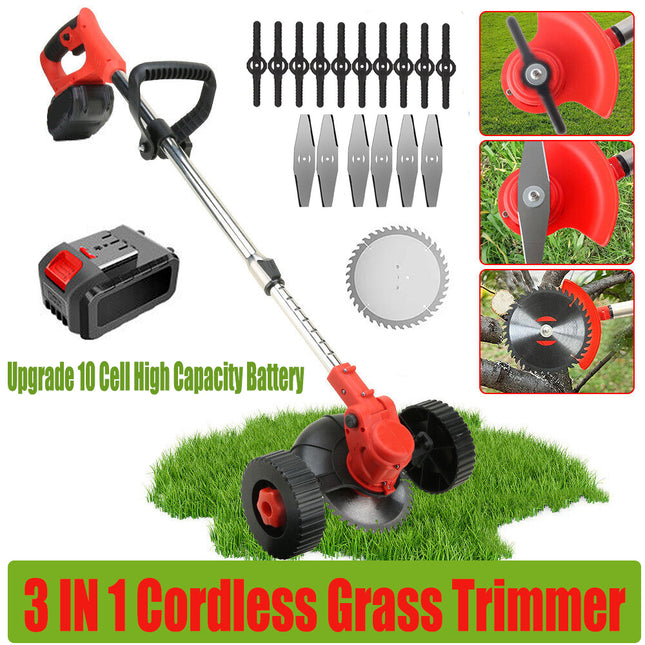 3in1 Cordless Grass Trimmer Grass Lawn Brush Cutter Whipper Snipper with 2 Battery.
