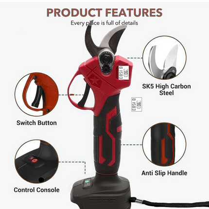 30mm Electric Pruning Shears Cordless Brushless Secateur For Makita 18V Battery.