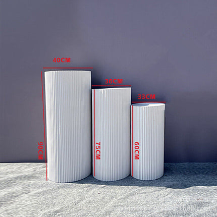3x Metal Wedding Plinths Cylinder Pedestal Stand Ripple Cake Dessert Display.
