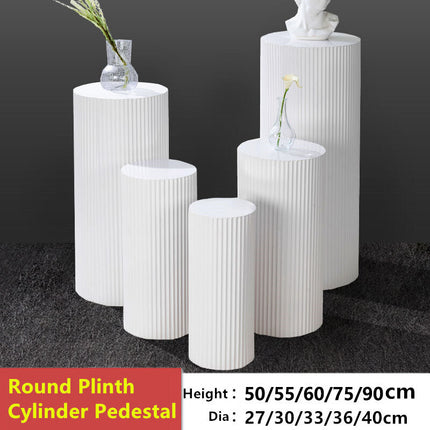 5x Metal Wedding Plinths Cylinder Pedestal Stand Ripple Cake Dessert Display.