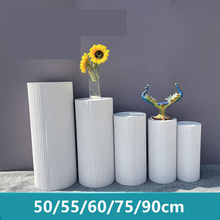 5x Metal Wedding Plinths Cylinder Pedestal Stand Ripple Cake Dessert Display.