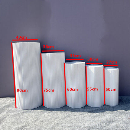 5x Metal Wedding Plinths Cylinder Pedestal Stand Ripple Cake Dessert Display.