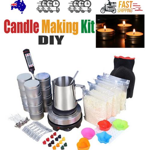 DIY Candle Making Kit 1KG Wax Bean Electric Wax Melter Pouring Pot Thermometer.