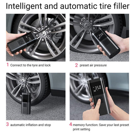 6000mAh Car Tyre Inflator 12V Air Compressor Electric Pump Cordless USB Charging.