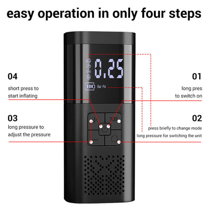 6000mAh Car Tyre Inflator 12V Air Compressor Electric Pump Cordless USB Charging.