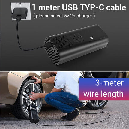 6000mAh Car Tyre Inflator 12V Air Compressor Electric Pump Cordless USB Charging.