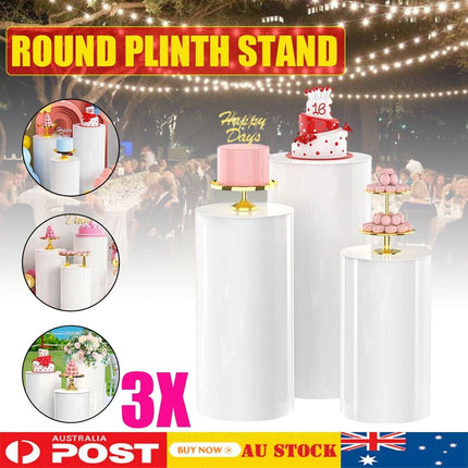 3pcs Round Plinth Cylinder Pedestal Stand Wedding Decor Cake Flower Display.