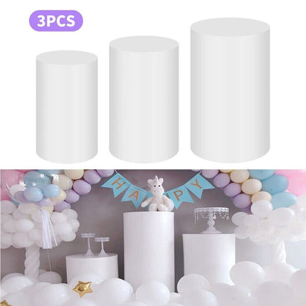3pcs Round Plinth Cylinder Pedestal Stand Wedding Decor Cake Flower Display.